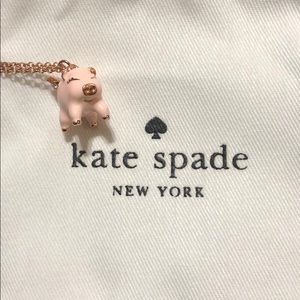 Kate Spade pink flying pig rhinestone necklace
